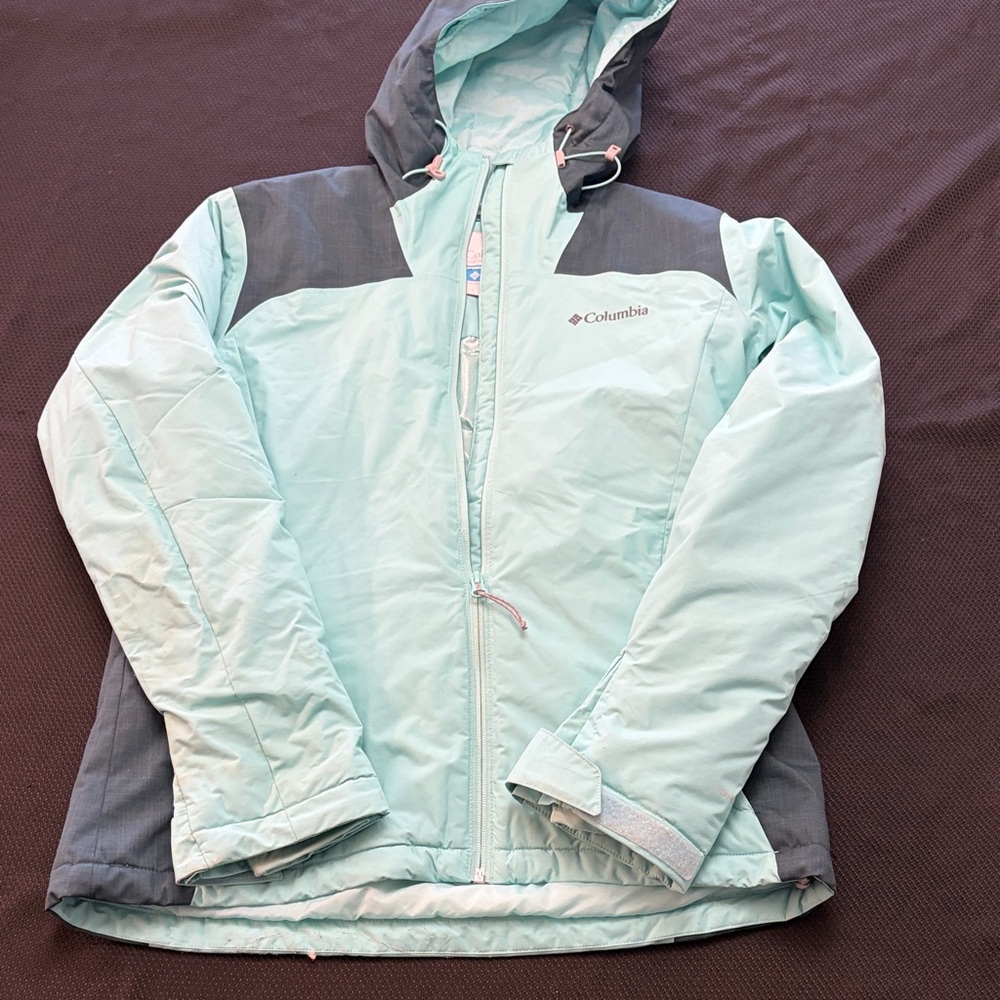 Columbia Women's Mint and Gray Ski Jacket Small